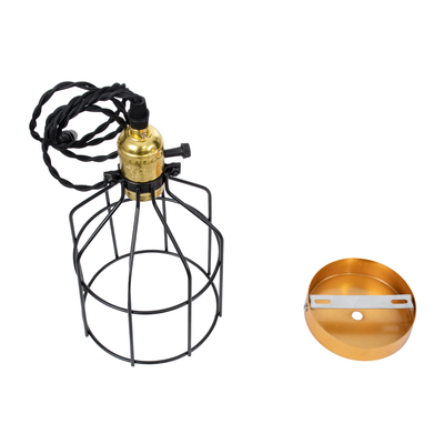 GLOBOSTAR® GALOT 01179 Vintage Κρεμαστό Φωτιστικό Οροφής με Ντουί 1 x E27 AC 220-240V IP20 - Μαύρο & Χρυσό - Μ13.5 x Π13.5 x Y16cm