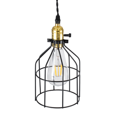 GLOBOSTAR® GALOT 01179 Vintage Κρεμαστό Φωτιστικό Οροφής με Ντουί 1 x E27 AC 220-240V IP20 - Μαύρο & Χρυσό - Μ13.5 x Π13.5 x Y16cm