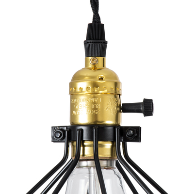 GLOBOSTAR® GALOT 01179 Vintage Κρεμαστό Φωτιστικό Οροφής με Ντουί 1 x E27 AC 220-240V IP20 - Μαύρο & Χρυσό - Μ13.5 x Π13.5 x Y16cm