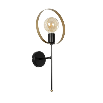 GLOBOSTAR® SOPA 201-0120 Μοντέρνο Φωτιστικό Τοίχου - Απλίκα με Ντουί 1 x E27 AC 220-240V IP20 - Μαύρο & Χρυσό - Μ23 x Π15 x Υ51cm