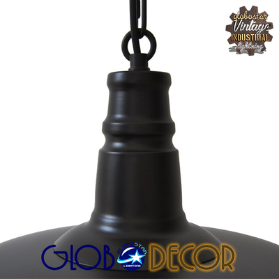 GLOBOSTAR® RAY 01048 Vintage Κρεμαστό Φωτιστικό Οροφής με Ντουί 1 x E27 AC 220-240V IP20 - Μαύρο - Μ46 x Π46 x Υ25cm