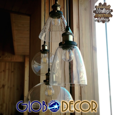 GLOBOSTAR® WICKHAM 01171 Vintage Κρεμαστό Φωτιστικό Οροφής με Ντουί 1 x E27 AC 220-240V IP20 - Πολύχρωμο - Μ30 x Π30 x Y25cm