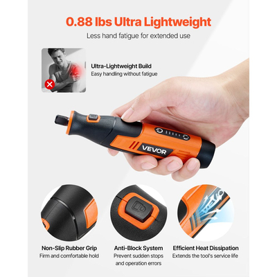 Κιτ ασύρματων περιστροφικών εργαλείων VEVOR 73 τεμαχίων, φορητό μίνι ηλεκτρικό περιστροφικό εργαλείο DC4V, ταχύτητα 5 επιπέδων 7000-20000 σ.α.λ. Πολυχρηστικά εργαλεία DIY για χάραξη, τρίψιμο, στίλβωση, σκάλισμα, κοπή, χειροτεχνίες DIY