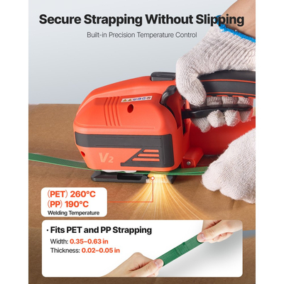 Ηλεκτρική μηχανή δεσίματος VEVOR, 2 μπαταρίες 4000mAh, Αυτόματο εργαλείο δεσίματος με ψηφιακή οθόνη για ιμάντες PP/PET πλάτους 9-16 mm, Μηχανή τάνυσης ταινίας για συσκευασία κουτιών παλέτας