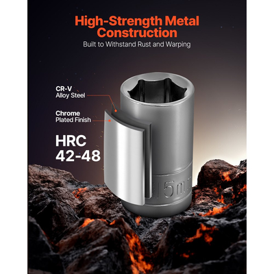 Σετ καρυδάκια VEVOR, 33 τεμάχια, Σετ καρυδάκια και καστάνιας 12,7 mm, SAE και μετρικό, Κιτ εργαλείων μηχανικού με κλειδί καστάνιας, ράβδο επέκτασης και θήκη αποθήκευσης, κράμα χάλυβα CR-V, για επισκευή αυτοκινήτων