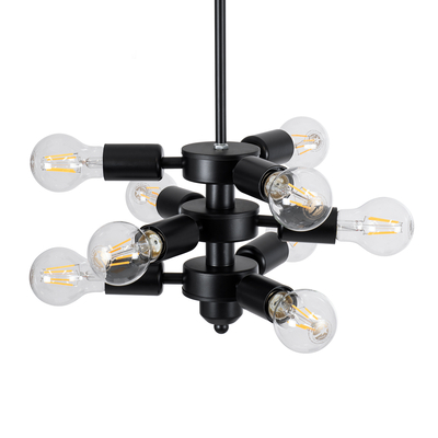 GLOBOSTAR® DELIR 01035 Μοντέρνο Φωτιστικό Οροφής με Ντουί 9 x E27 AC 220-240V IP20 - Μαύρο - Μ24 x Π24 x Υ23cm