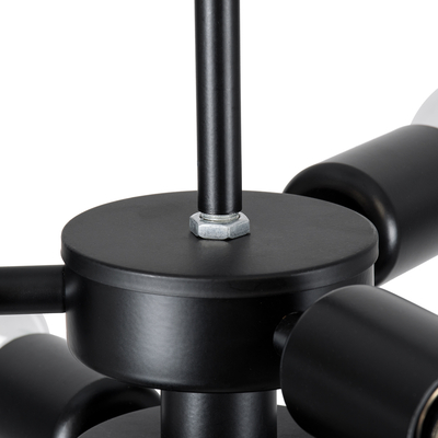 GLOBOSTAR® DELIR 01035 Μοντέρνο Φωτιστικό Οροφής με Ντουί 9 x E27 AC 220-240V IP20 - Μαύρο - Μ24 x Π24 x Υ23cm