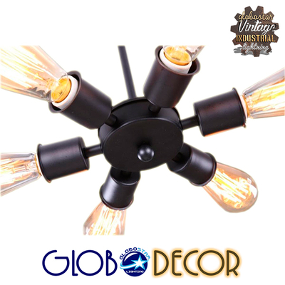 GLOBOSTAR® CONFOR 01036 Μοντέρνο Φωτιστικό Οροφής με Ντουί 6 x E27 AC 220-240V IP20 - Μαύρο - Μ24 x Π24 x Υ8cm