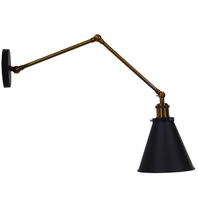 GLOBOSTAR® CRUCE 01037 Vintage Φωτιστικό Τοίχου - Απλίκα με Ντουί 1 x E27 AC 220-240V IP20 - Μαύρο & Χρυσό - Μ19 x Π63 x Υ77cm