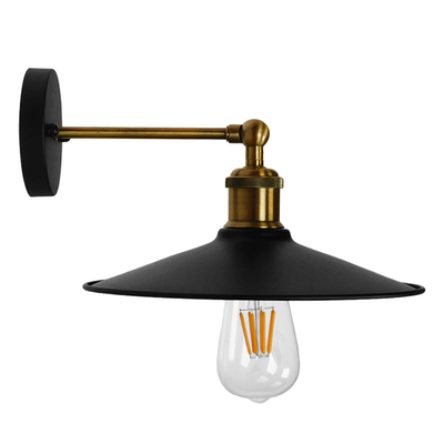 GLOBOSTAR® MINIMALL 01039 Vintage Φωτιστικό Τοίχου - Απλίκα με Ντουί 1 x E27 AC 220-240V IP20 - Μαύρο & Χρυσό - Μ22 x Π39 x Υ18cm