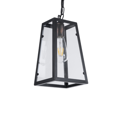 GLOBOSTAR® LIMA 01040 Vintage Κρεμαστό Φωτιστικό Οροφής με Ντουί 1 x E27 AC 220-240V IP20 - Μαύρο & Διάφανο - Μ17 x Π14 x Υ26cm