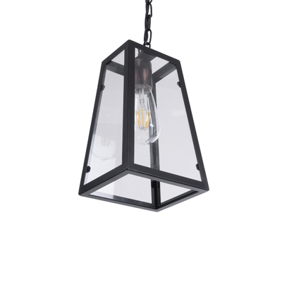 GLOBOSTAR® LIMA 01040 Vintage Κρεμαστό Φωτιστικό Οροφής με Ντουί 1 x E27 AC 220-240V IP20 - Μαύρο & Διάφανο - Μ17 x Π14 x Υ26cm