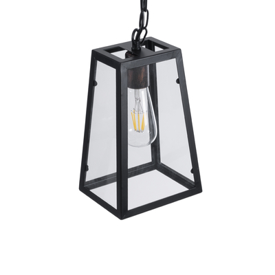 GLOBOSTAR® LIMA 01040 Vintage Κρεμαστό Φωτιστικό Οροφής με Ντουί 1 x E27 AC 220-240V IP20 - Μαύρο & Διάφανο - Μ17 x Π14 x Υ26cm