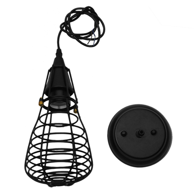 GLOBOSTAR® ALDO 01058 Vintage Κρεμαστό Φωτιστικό Οροφής με Ντουί 1 x E27 AC 220-240V IP20 - Μαύρο - Μ13 x Π13 x Υ27cm