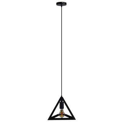 GLOBOSTAR® TRIANGLE 01063 Μοντέρνο Κρεμαστό Φωτιστικό Οροφής με Ντουί 1 x E27 AC 220-240V IP20 - Μαύρο - Μ25 x Π25 x Y21cm