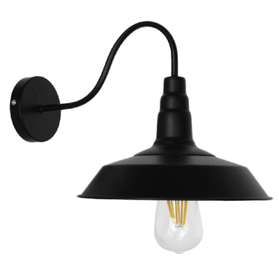 GLOBOSTAR® RAY 01065 Vintage Φωτιστικό Τοίχου - Απλίκα με Ντουί 1 x E27 AC 220-240V IP20 - Μαύρο - Μ26 x Π37 x Υ32cm