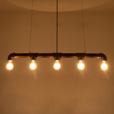 GLOBOSTAR® CANAL 01070 Vintage Κρεμαστό Φωτιστικό Οροφής με Ντουί 5 x E27 AC 220-240V IP20 - Χάλκινο Εφέ Σκουριάς - Μ88 x Π5 x Υ7cm