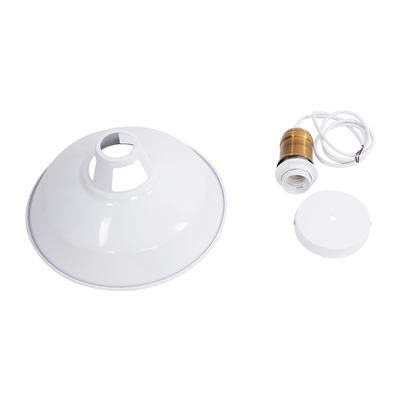 GLOBOSTAR® ANER 01072 Vintage Κρεμαστό Φωτιστικό Οροφής με Ντουί 1 x E27 AC 220-240V IP20 - Λευκό & Χρυσό - Μ27.5 x Π27.5 x Υ19cm