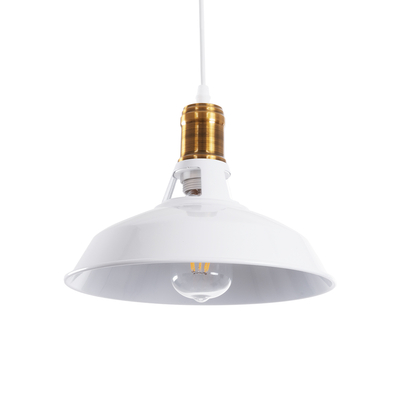 GLOBOSTAR® ANER 01072 Vintage Κρεμαστό Φωτιστικό Οροφής με Ντουί 1 x E27 AC 220-240V IP20 - Λευκό & Χρυσό - Μ27.5 x Π27.5 x Υ19cm