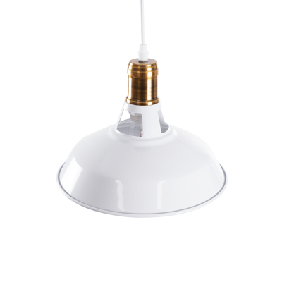 GLOBOSTAR® ANER 01072 Vintage Κρεμαστό Φωτιστικό Οροφής με Ντουί 1 x E27 AC 220-240V IP20 - Λευκό & Χρυσό - Μ27.5 x Π27.5 x Υ19cm