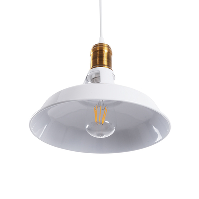 GLOBOSTAR® ANER 01072 Vintage Κρεμαστό Φωτιστικό Οροφής με Ντουί 1 x E27 AC 220-240V IP20 - Λευκό & Χρυσό - Μ27.5 x Π27.5 x Υ19cm