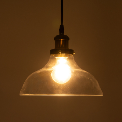 GLOBOSTAR® BINGLEY 01075 Vintage Κρεμαστό Φωτιστικό Οροφής με Ντουί 1 x E27 AC 220-240V IP20 - Διάφανο & Χρυσό - Μ24.5 x Π24.5 x Υ15cm