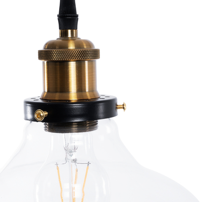 GLOBOSTAR® BINGLEY 01075 Vintage Κρεμαστό Φωτιστικό Οροφής με Ντουί 1 x E27 AC 220-240V IP20 - Διάφανο & Χρυσό - Μ24.5 x Π24.5 x Υ15cm