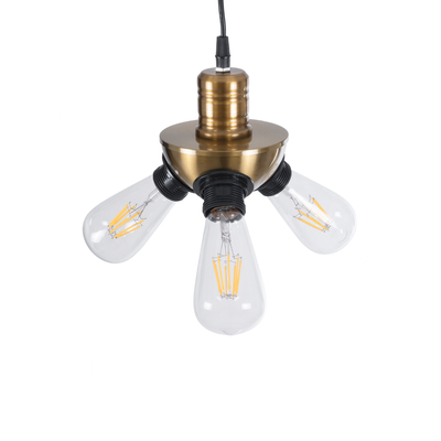 GLOBOSTAR® COPPER 01076 Vintage Κρεμαστό Φωτιστικό Οροφής με Ντουί 3 x E27 AC 220-240V IP20 - Χρυσό & Μαύρο - Μ14 x Π14 x Υ13cm