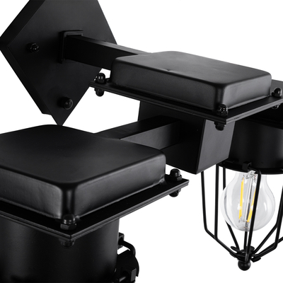 GLOBOSTAR® TORO 01079 Vintage Φωτιστικό Τοίχου - Απλίκα με Ντουί 2 x E27 AC 220-240V IP20 - Μαύρο - Μ44 x Π33 x Υ21cm