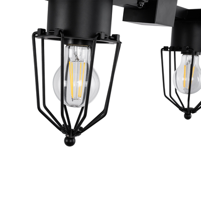 GLOBOSTAR® TORO 01079 Vintage Φωτιστικό Τοίχου - Απλίκα με Ντουί 2 x E27 AC 220-240V IP20 - Μαύρο - Μ44 x Π33 x Υ21cm