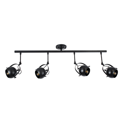 GLOBOSTAR® CANNES 01082 Μοντέρνο Φωτιστικό Οροφής με Ντουί 4 x E27 AC 220-240V IP20 - Μαύρο - Μ108 x Π12 x Υ48cm