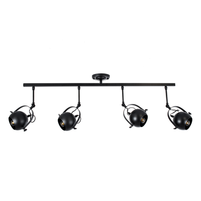 GLOBOSTAR® CANNES 01082 Μοντέρνο Φωτιστικό Οροφής με Ντουί 4 x E27 AC 220-240V IP20 - Μαύρο - Μ108 x Π12 x Υ48cm