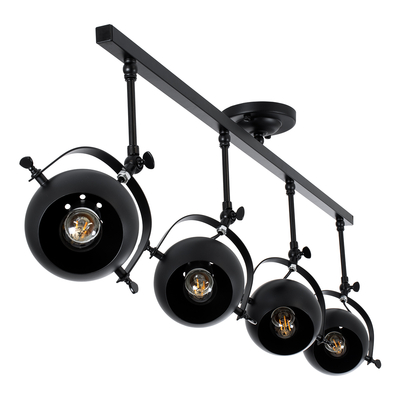 GLOBOSTAR® CANNES 01082 Μοντέρνο Φωτιστικό Οροφής με Ντουί 4 x E27 AC 220-240V IP20 - Μαύρο - Μ108 x Π12 x Υ48cm