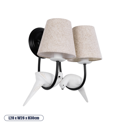 GLOBOSTAR® DOVE 01086 Vintage Φωτιστικό Τοίχου - Απλίκα με Ντουί 2 x E14 AC 220-240V IP20 - Μαύρο & Μπεζ - Μ28 x Π28 x Υ30cm