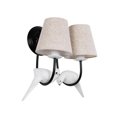 GLOBOSTAR® DOVE 01086 Vintage Φωτιστικό Τοίχου - Απλίκα με Ντουί 2 x E14 AC 220-240V IP20 - Μαύρο & Μπεζ - Μ28 x Π28 x Υ30cm