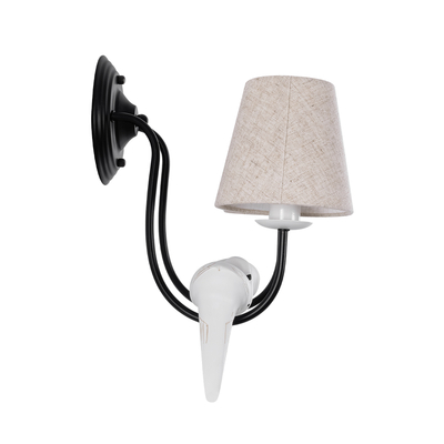 GLOBOSTAR® DOVE 01086 Vintage Φωτιστικό Τοίχου - Απλίκα με Ντουί 2 x E14 AC 220-240V IP20 - Μαύρο & Μπεζ - Μ28 x Π28 x Υ30cm