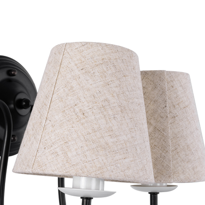 GLOBOSTAR® DOVE 01086 Vintage Φωτιστικό Τοίχου - Απλίκα με Ντουί 2 x E14 AC 220-240V IP20 - Μαύρο & Μπεζ - Μ28 x Π28 x Υ30cm