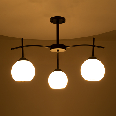 GLOBOSTAR® LUNA 01087 Μοντέρνο Φωτιστικό Οροφής με Ντουί 3 x E27 AC 220-240V IP20 - Λευκό & Μαύρο - Μ45 x Π45 x Υ40cm