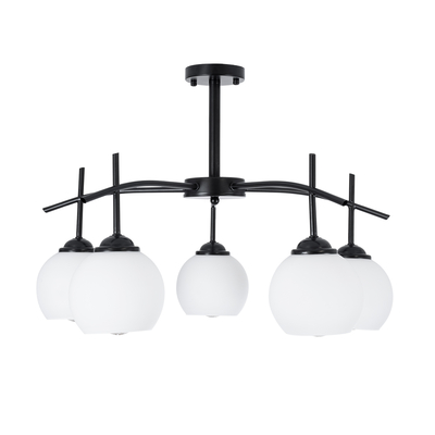 GLOBOSTAR® LUNA 01088 Μοντέρνο Φωτιστικό Οροφής με Ντουί 5 x E27 AC 220-240V IP20 - Λευκό & Μαύρο - Μ60 x Π60 x Υ43cm