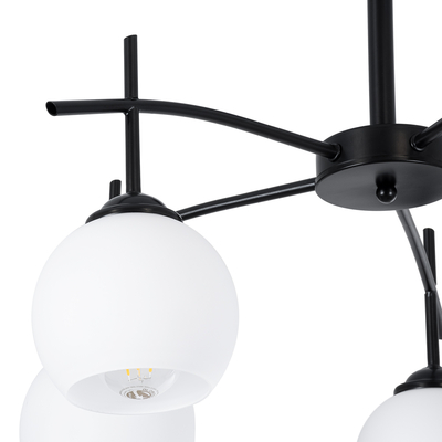 GLOBOSTAR® LUNA 01088 Μοντέρνο Φωτιστικό Οροφής με Ντουί 5 x E27 AC 220-240V IP20 - Λευκό & Μαύρο - Μ60 x Π60 x Υ43cm