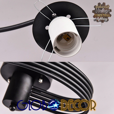 GLOBOSTAR® SELINA 01090 Μοντέρνο Φωτιστικό Οροφής με Ντουί 5 x E27 AC 220-240V IP20 - Μαύρο & Λευκό - Μ63 x Π63 x Υ47cm