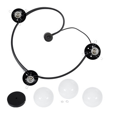 GLOBOSTAR® SELINA 01089 Μοντέρνο Φωτιστικό Οροφής με Ντουί 3 x E27 AC 220-240V IP20 - Μαύρο & Λευκό - Μ60 x Π60 x Υ45cm