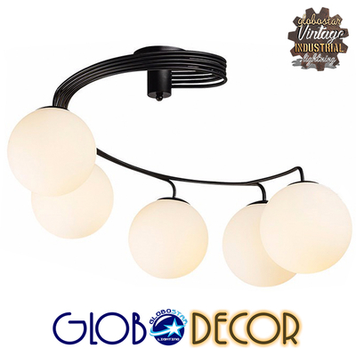 GLOBOSTAR® SELINA 01090 Μοντέρνο Φωτιστικό Οροφής με Ντουί 5 x E27 AC 220-240V IP20 - Μαύρο & Λευκό - Μ63 x Π63 x Υ47cm