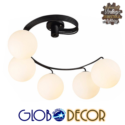 GLOBOSTAR® SELINA 01090 Μοντέρνο Φωτιστικό Οροφής με Ντουί 5 x E27 AC 220-240V IP20 - Μαύρο & Λευκό - Μ63 x Π63 x Υ47cm