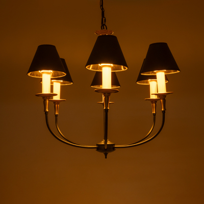 GLOBOSTAR® LIMI 01092 Vintage Κρεμαστό Φωτιστικό Οροφής με Ντουί 6 x E14 AC 220-240V IP20 - Μαύρο & Χρυσό - Μ70 x Π70 x Υ60cm