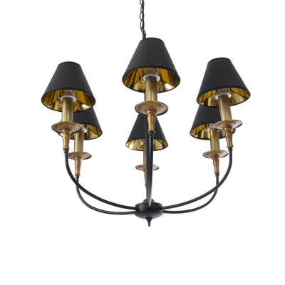 GLOBOSTAR® LIMI 01092 Vintage Κρεμαστό Φωτιστικό Οροφής με Ντουί 6 x E14 AC 220-240V IP20 - Μαύρο & Χρυσό - Μ70 x Π70 x Υ60cm