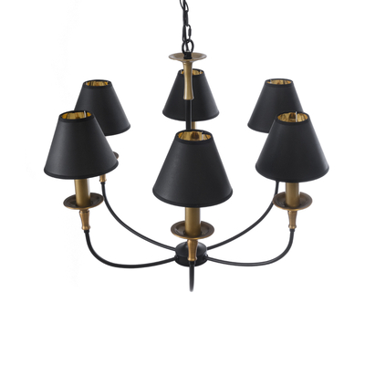 GLOBOSTAR® LIMI 01092 Vintage Κρεμαστό Φωτιστικό Οροφής με Ντουί 6 x E14 AC 220-240V IP20 - Μαύρο & Χρυσό - Μ70 x Π70 x Υ60cm