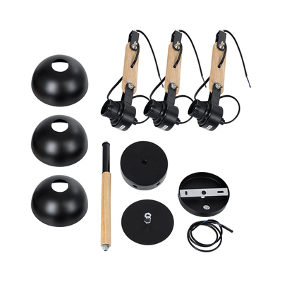 GLOBOSTAR® OLD SCHOOL 01093 Μοντέρνο Φωτιστικό Οροφής με Ντουί 3 x E27 AC 220-240V IP20 - Μαύρο & Μπεζ - Μ75 x Π75 x Υ35cm