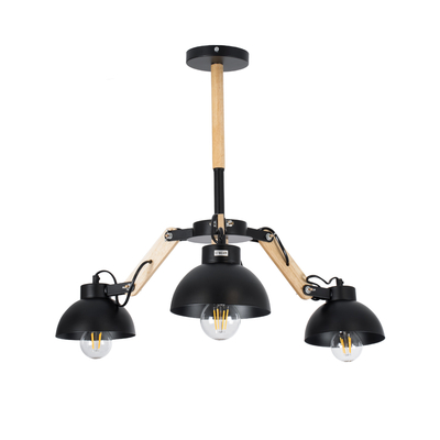 GLOBOSTAR® OLD SCHOOL 01093 Μοντέρνο Φωτιστικό Οροφής με Ντουί 3 x E27 AC 220-240V IP20 - Μαύρο & Μπεζ - Μ75 x Π75 x Υ35cm