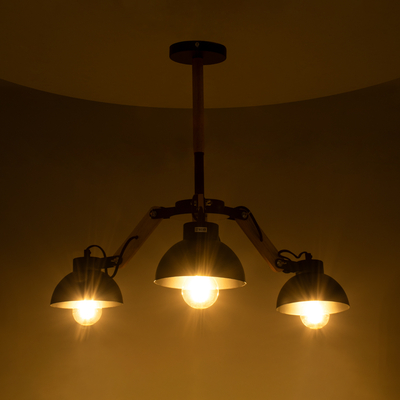 GLOBOSTAR® OLD SCHOOL 01093 Μοντέρνο Φωτιστικό Οροφής με Ντουί 3 x E27 AC 220-240V IP20 - Μαύρο & Μπεζ - Μ75 x Π75 x Υ35cm